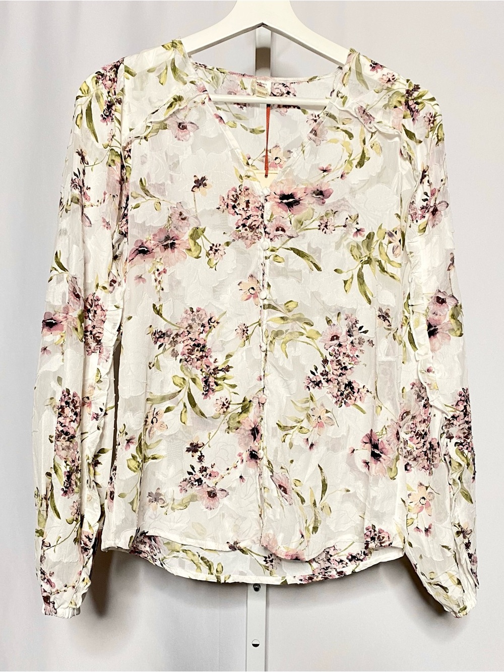 Autres Filles Floral Jacquard Ruffle Blouse • XS